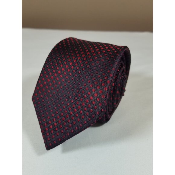 Alfani Mens Necktie Silk deep reds black tie 2.75" wide 60" long - Picture 8 of 8
